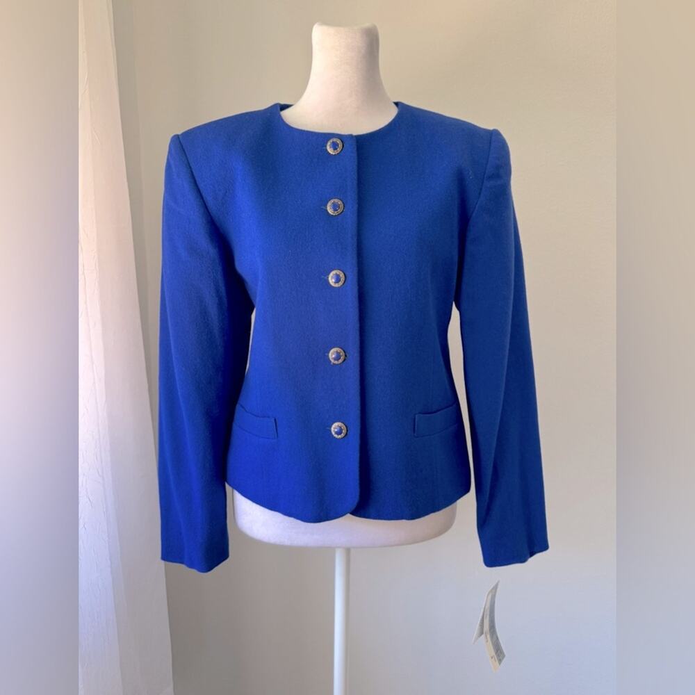 NWT Vintage ‘90s Fundamental Things 100% Pure Wool Blue Blazer w/ Gold Buttons